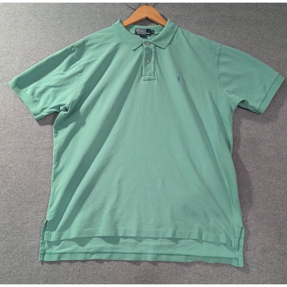 Polo Ralph Lauren Mint Green Polo Shirt XL Cotton Classic Short Sleeve 90s Y2K